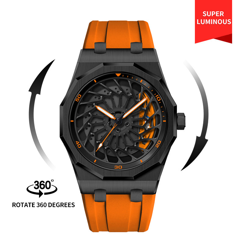 Rotate 360 Man's Watch Original 3D Wheel Watch Waterproof Spinning  Watch