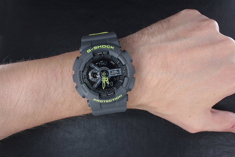 G shock Analog Digital Black & Green Belt Men's Watch For Man GA-110LN-8A )